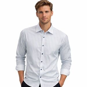 Hammermade‎ Blue White Pinstripe Cotton Dress Shirt Size 41/16